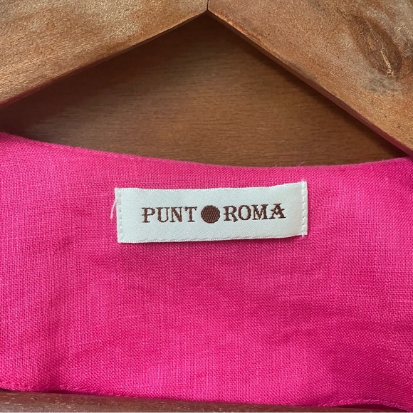 Punt Roma 100% Linen Blazer Jacket Sz 10 Pink 3/4 Sleeve Office Summer Feminine - Picture 9 of 12